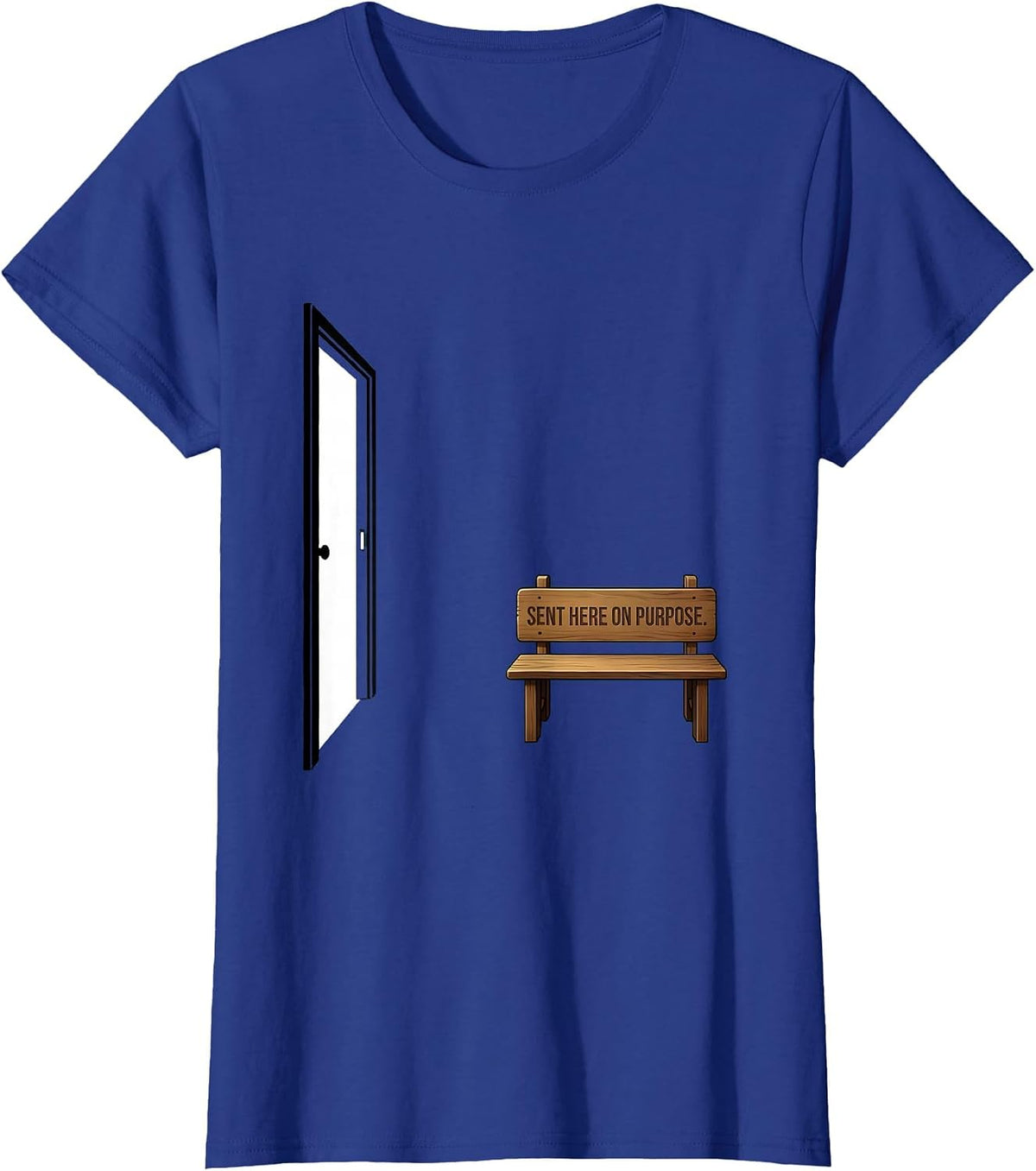 Women's Sent Here On Purpose Minimalist School Counselor Back T-Shirt - Royal Blue