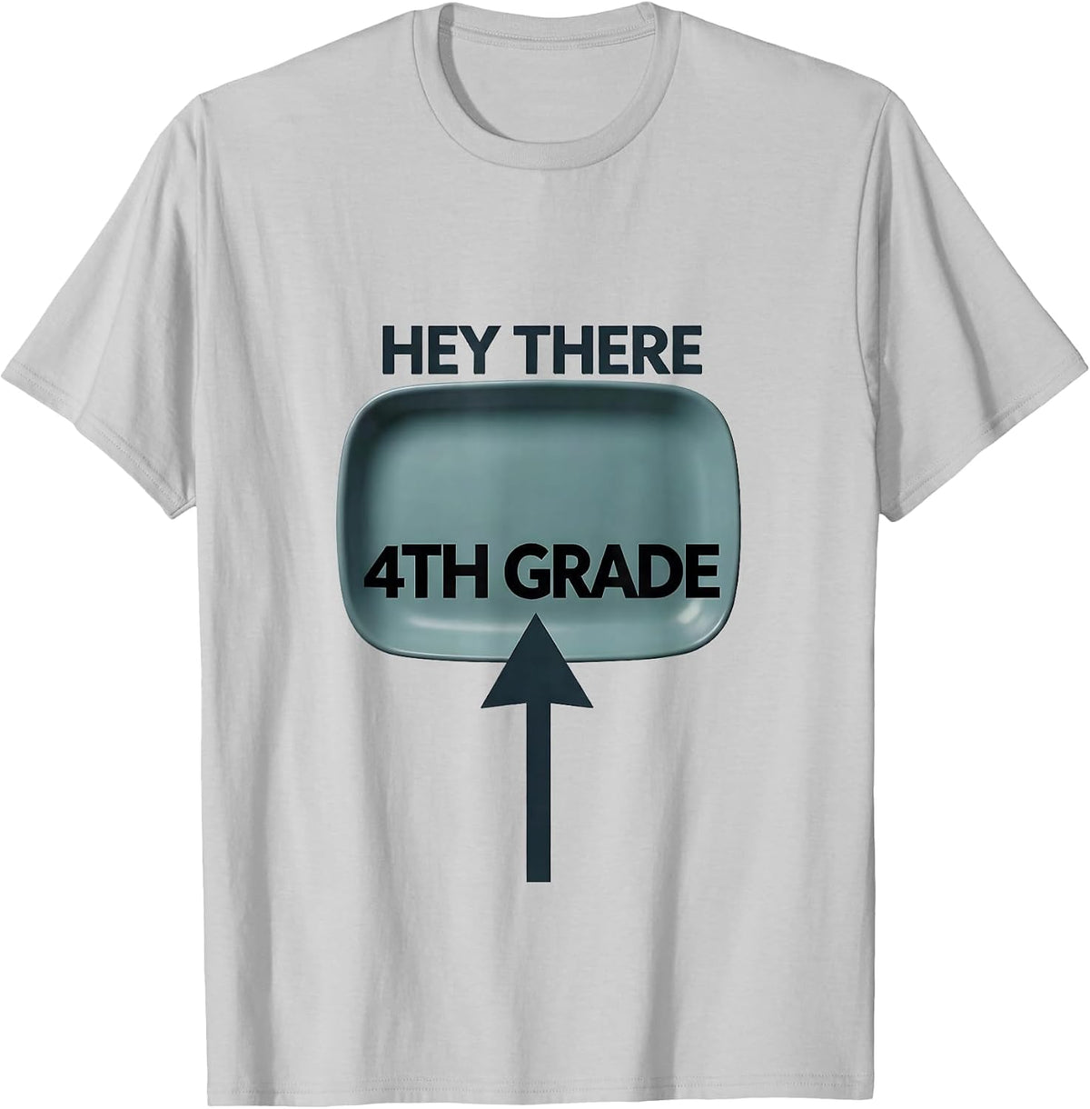 Men's Hey There, 4th Grade Funny Teacher Back To School Crew T-Shirt - Silver Grey