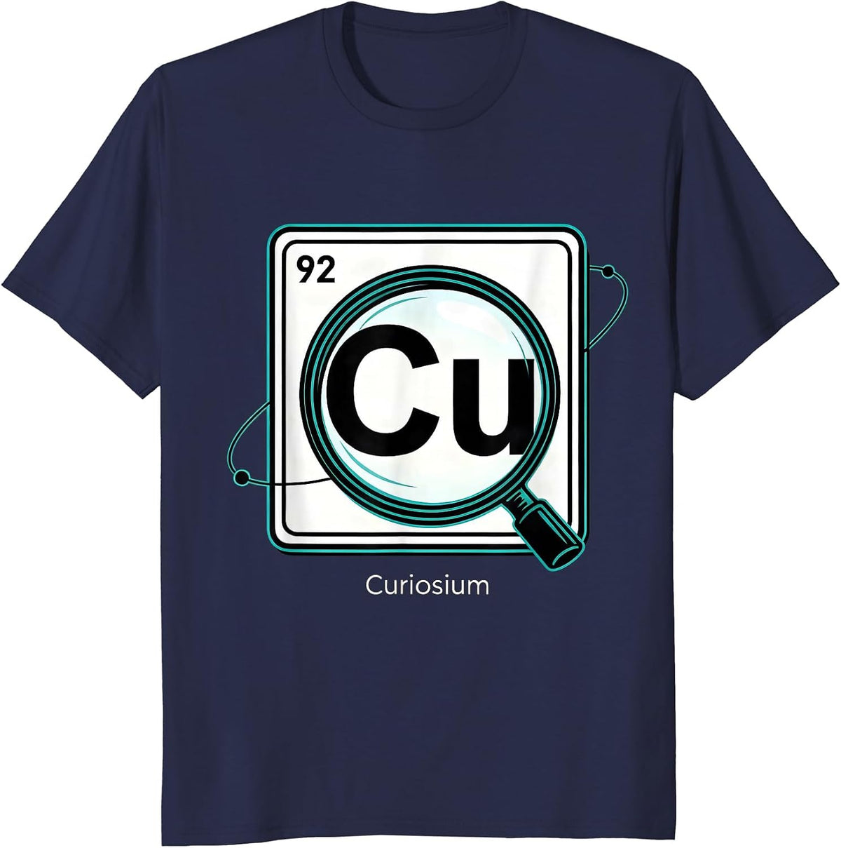 92 Cu Curiosium Funny Periodic Table Chemistry Nerd Gift T-Shirt - Navy Blue