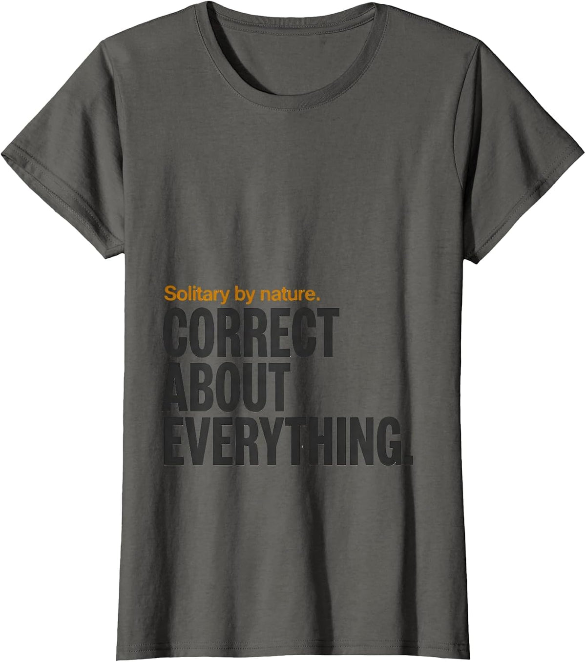 Women's Solitary By Nature Correct About Everything Funny Honey T-Shirt - Asphalt Grey