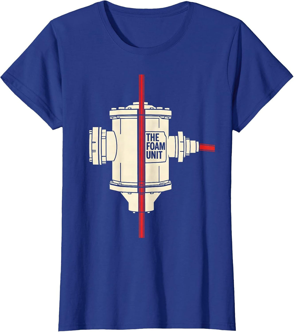 Women's THE FOAM UNIT Stencil Firefighter Humor Thin Red Line Gift T-Shirt - Royal Blue