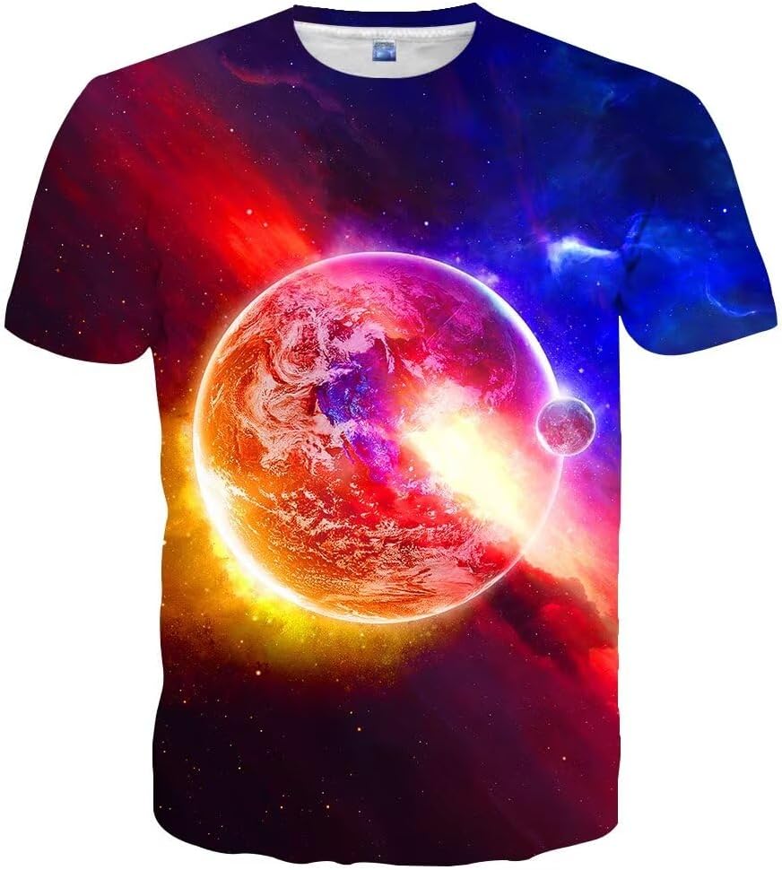 Neemanndy 3D Graphic Colorful T-Shirts Short Sleeve Crew Neck Print Tee for Men Women and Youngs - Gq59-space