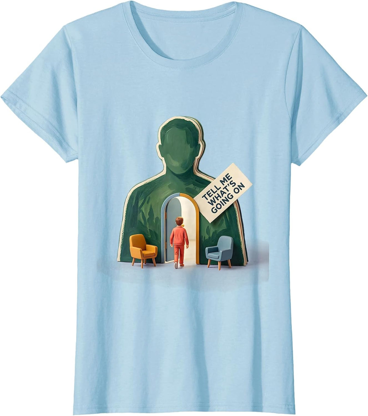 Women's Tell Me What's Going On Groovy Retro School Counselor T-Shirt - Baby Blue