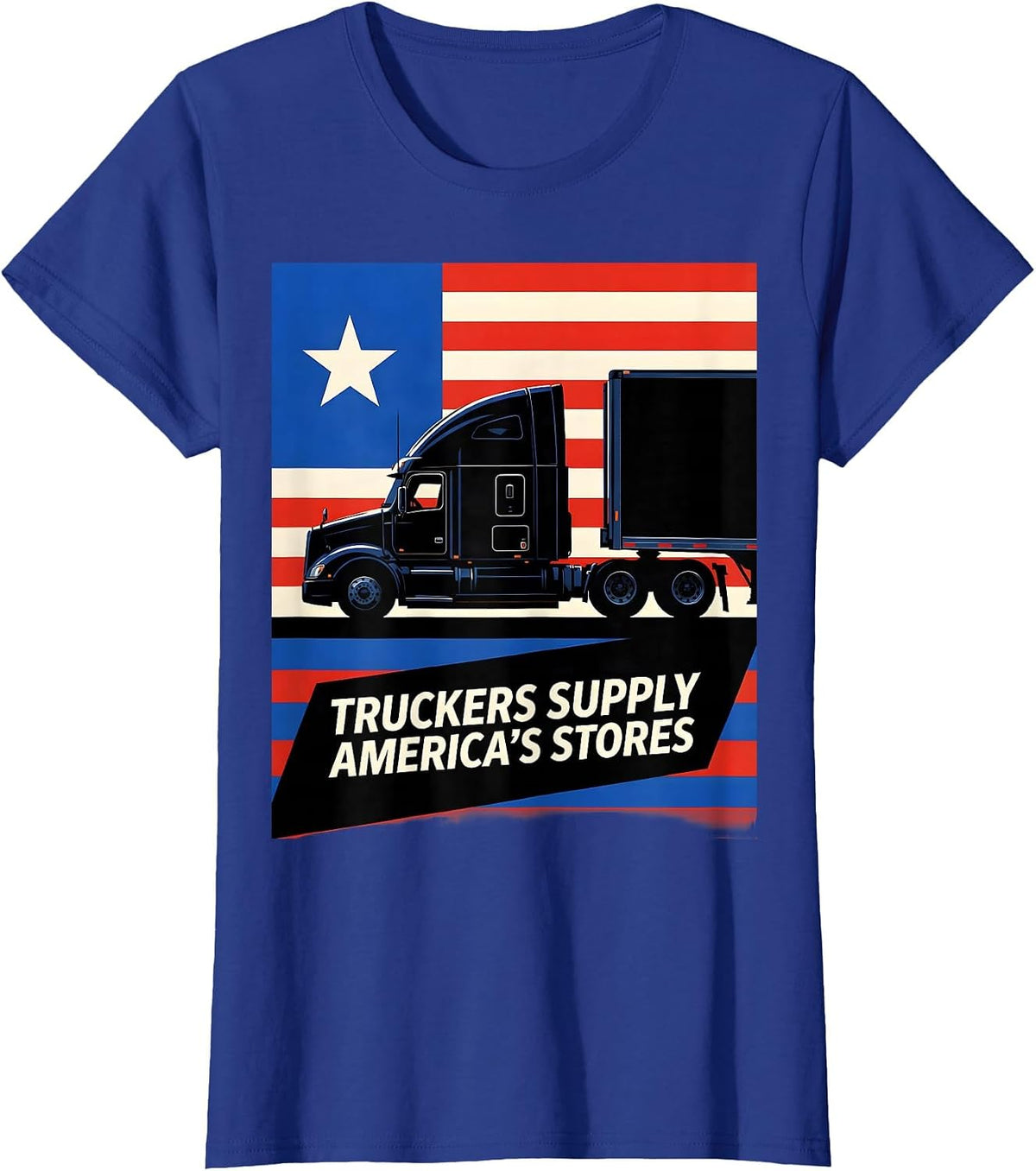 Women's Truckers Supply America's Stores Patriotic Semi-Truck Driver T-Shirt - Royal Blue