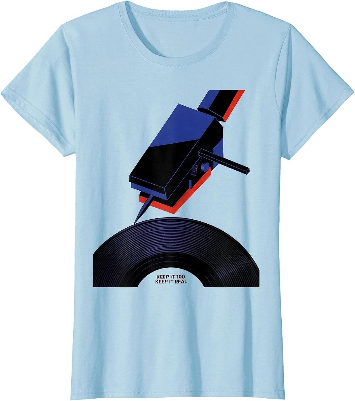 Keep It 100 Keep It Real Bauhaus Hip Hop DJ Nostalgia T-Shirt - Baby Blue