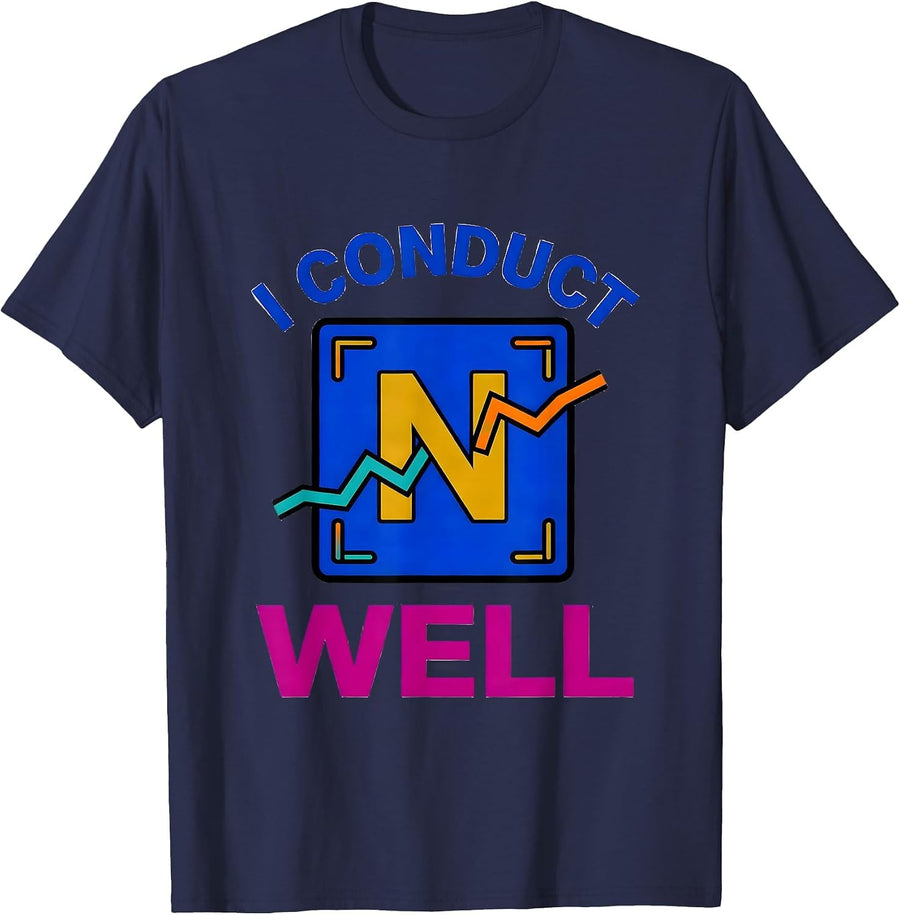 I Conduct Well Funny Chemistry Science Pun Humor T-Shirt - Navy Blue