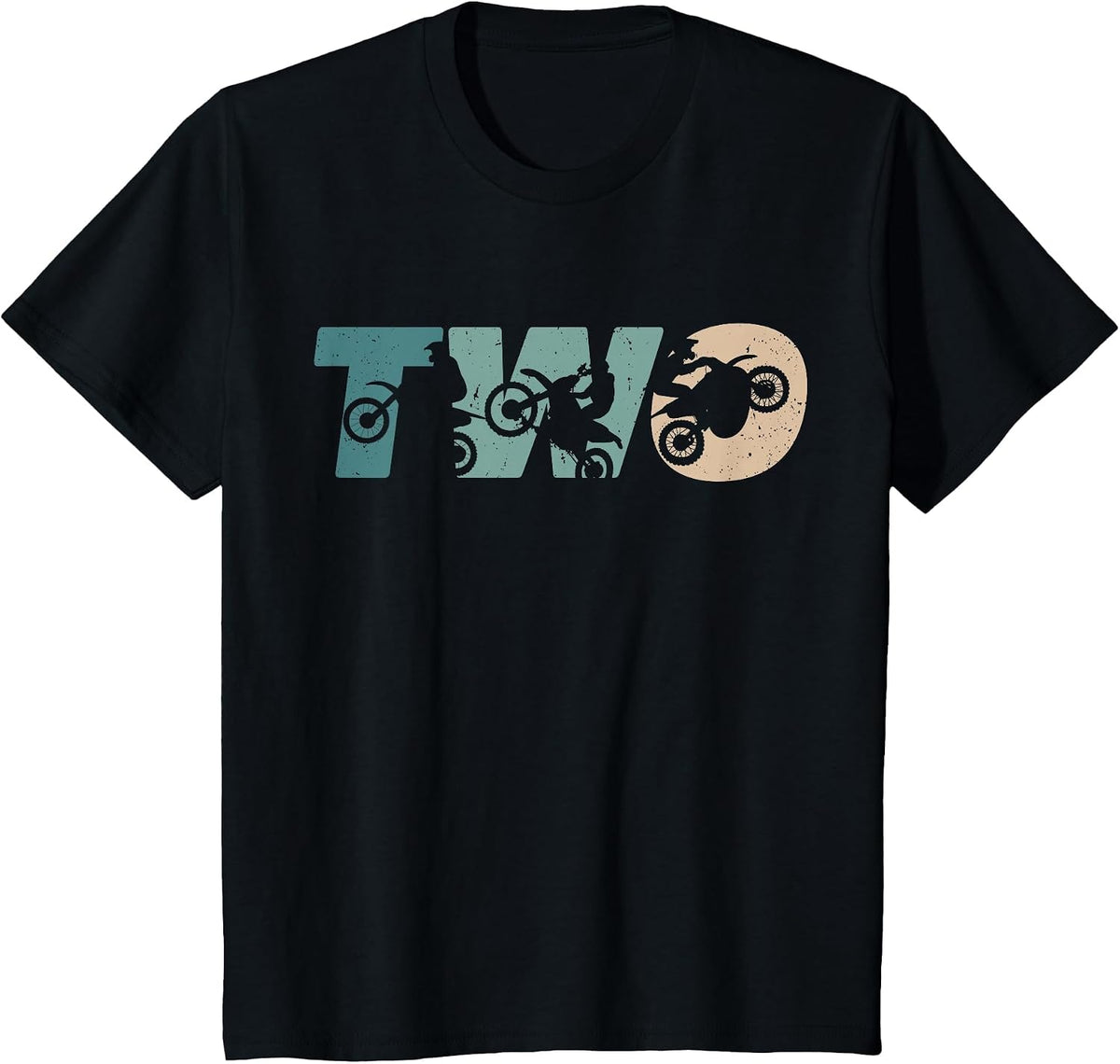 2nd Birthday Retro Motocross Dirt Bike 2 Years Boys Girl T-Shirt - Black