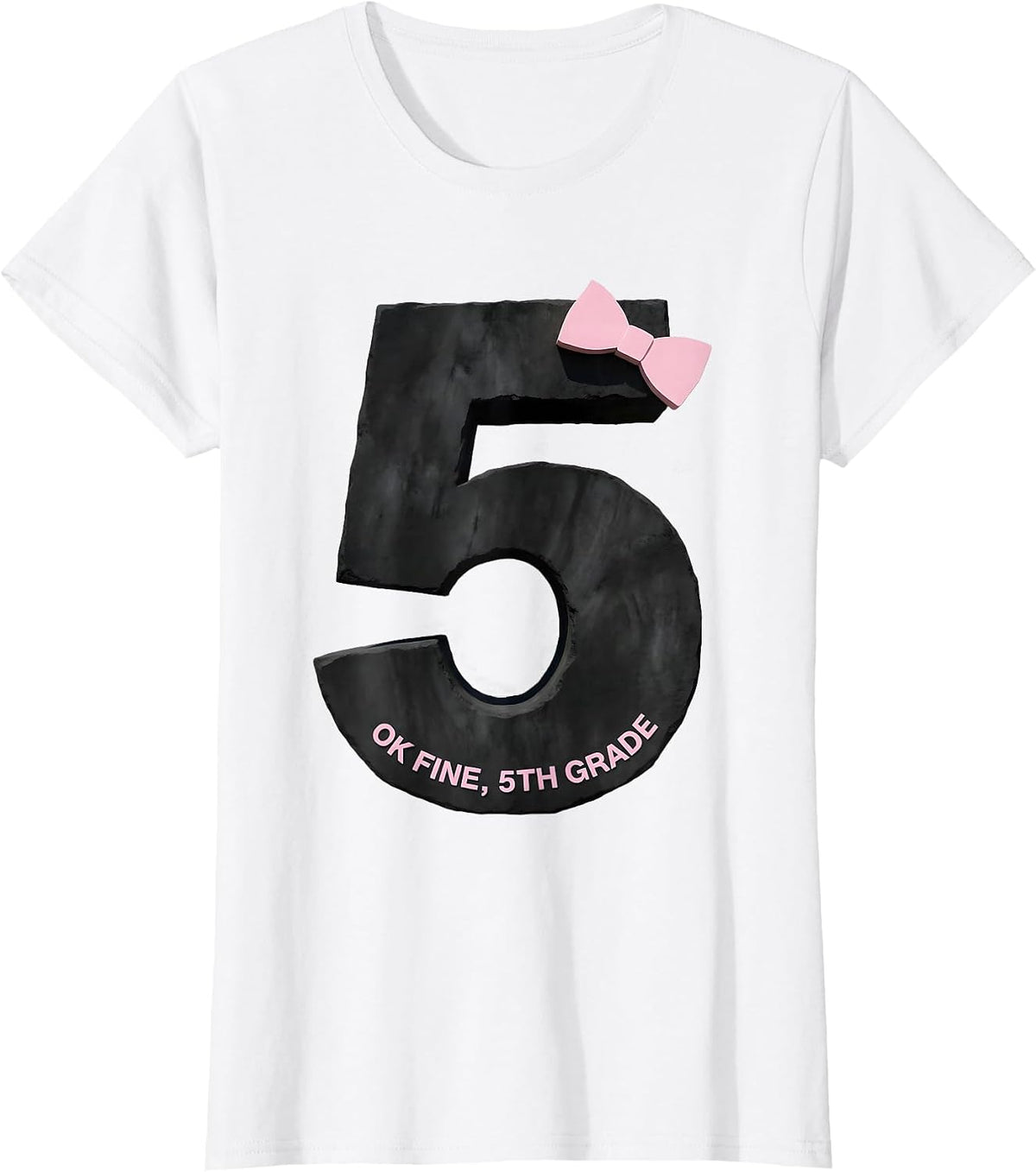 Ok Fine 5th Grade Cute Girly Coquette Bow Back To School T-Shirt - White