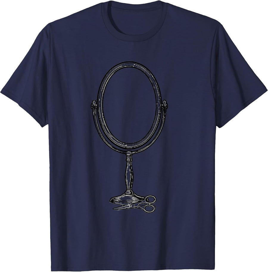 Hand Mirror Barber Humor Vintage Trade Pride Gift T-Shirt - Navy Blue