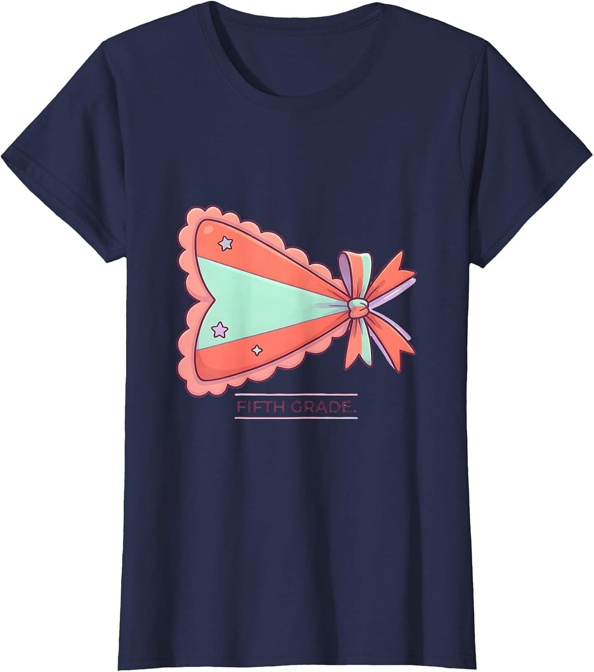 Women's Fifth Grade Cute Kawaii Back To School Girl Teacher T-Shirt - Navy Blue