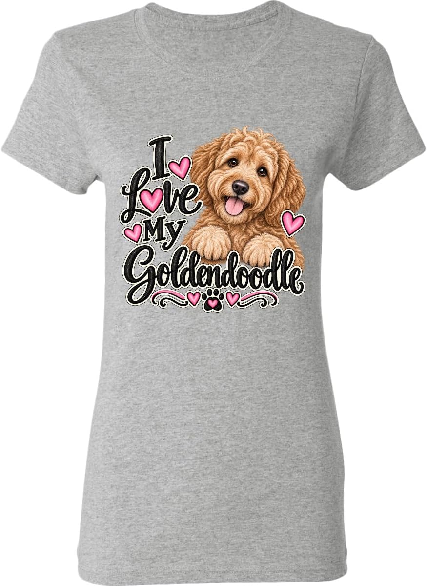 inktastic I Love My Goldendoodle Dog Women's T-Shirt - 0060 Heather Grey