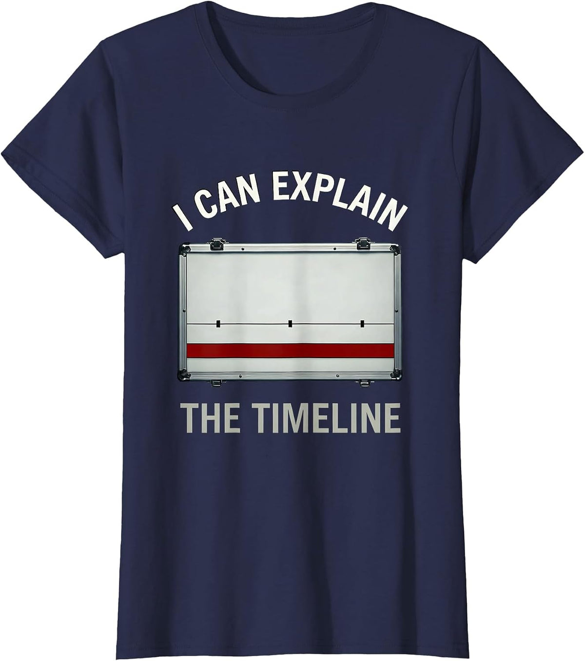 Women's I Can Explain The Timeline Horror True Crime Junkie Gag Gift T-Shirt - Navy Blue