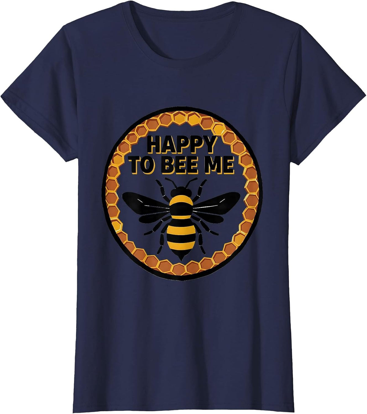 Women's Happy To Bee Me Vintage Beekeeper Humor Bee Costume Novelty T-Shirt - Navy Blue