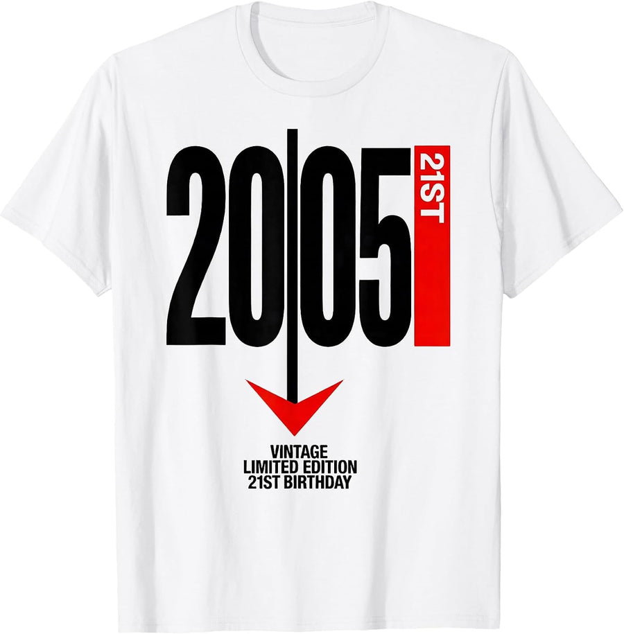 Men's Vintage 2005 Limited Edition 21st Birthday 21 Year Old T-Shirt - White