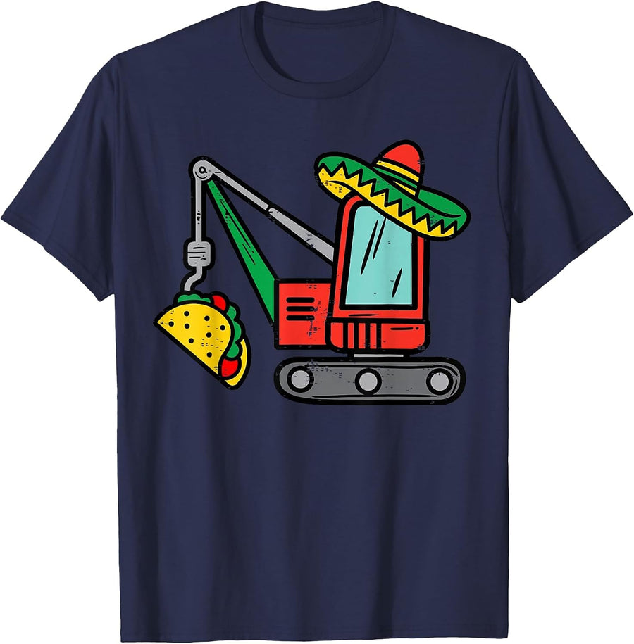 Mexican Crane Tacos Boys Cinco De Mayo Fiesta Kids Toddler T-Shirt - Navy Blue