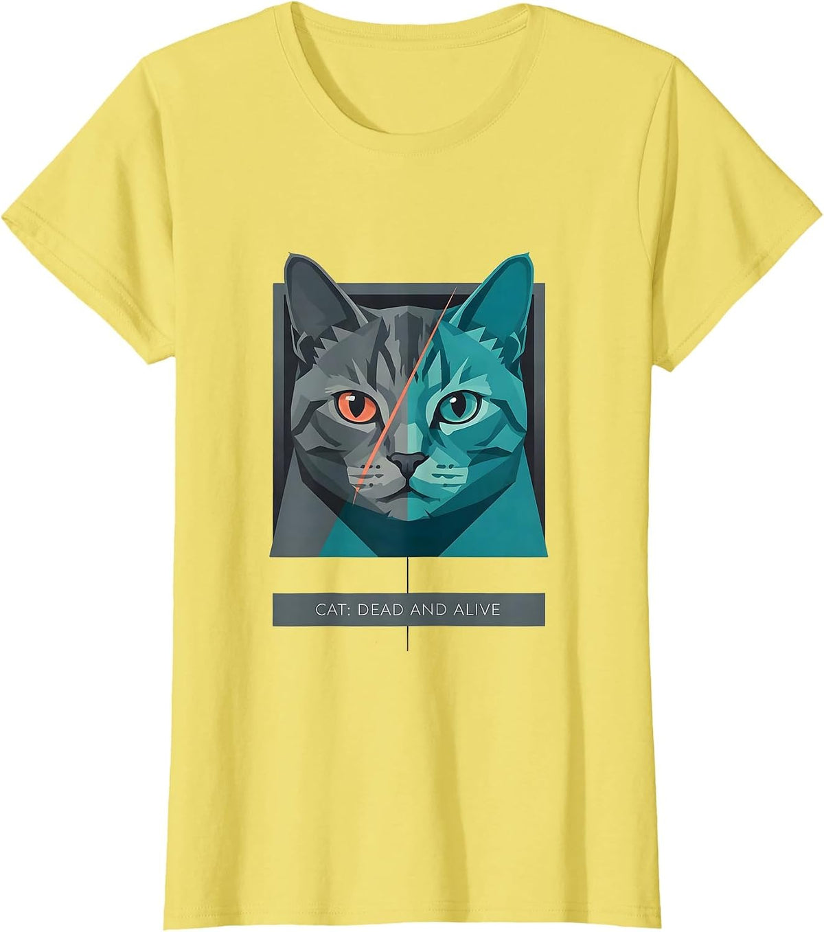 Women's Cat: Dead And Alive Funny Quantum Physics Science Student T-Shirt - Lemon Yellow
