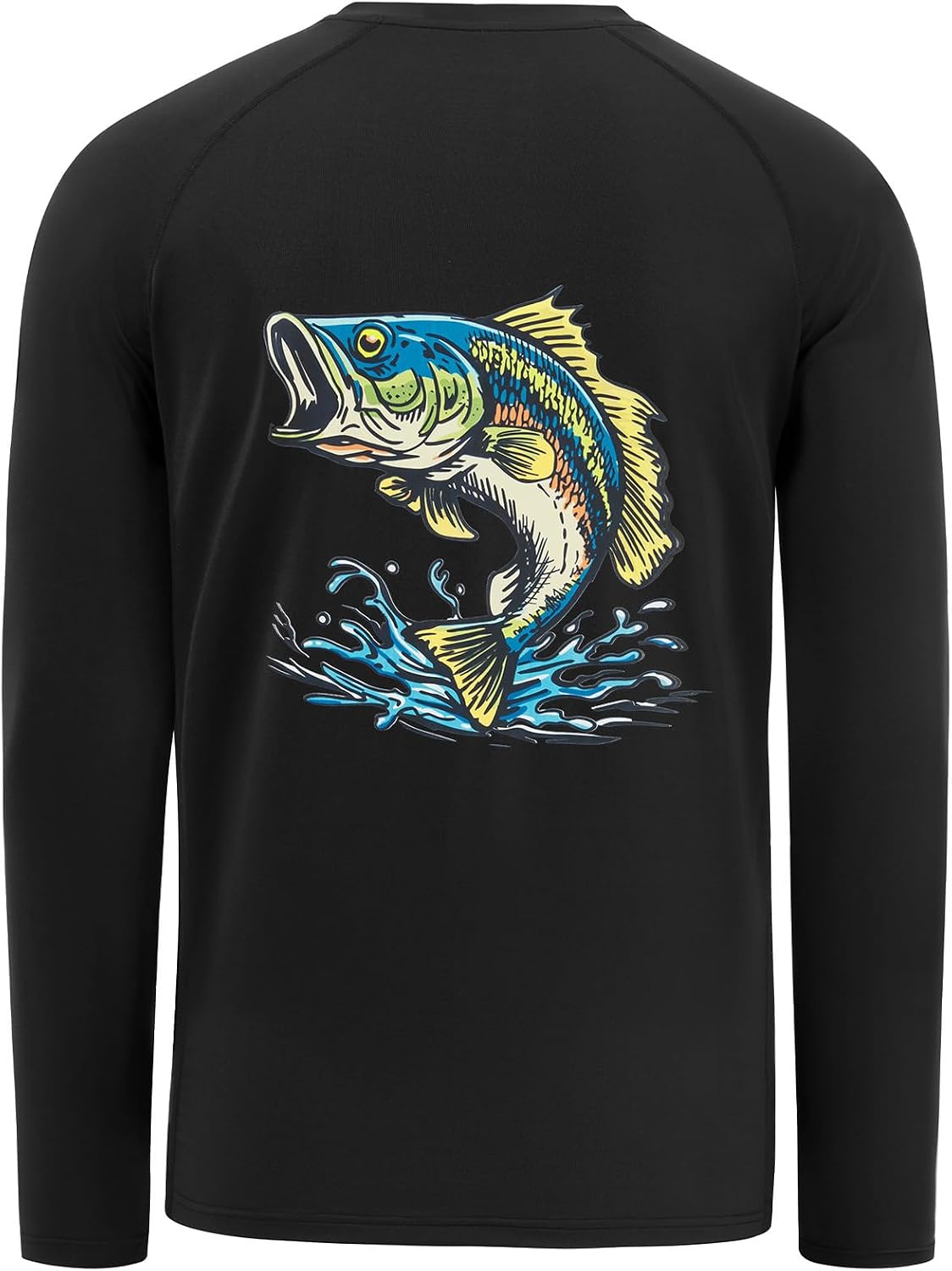 BASSDASH Men’s Fish Graphic UPF 50+ Long Sleeve Fishing Shirts Sun Protection Breathable Moisture Wicking T-Shirt -