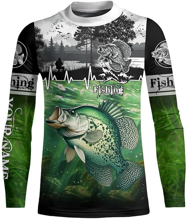 Crappie Fishing UV Protection Custom Name Long Sleeves Fishing Shirts for Men, Women, Kid, Crappie Fishing Jersey - Kid Long