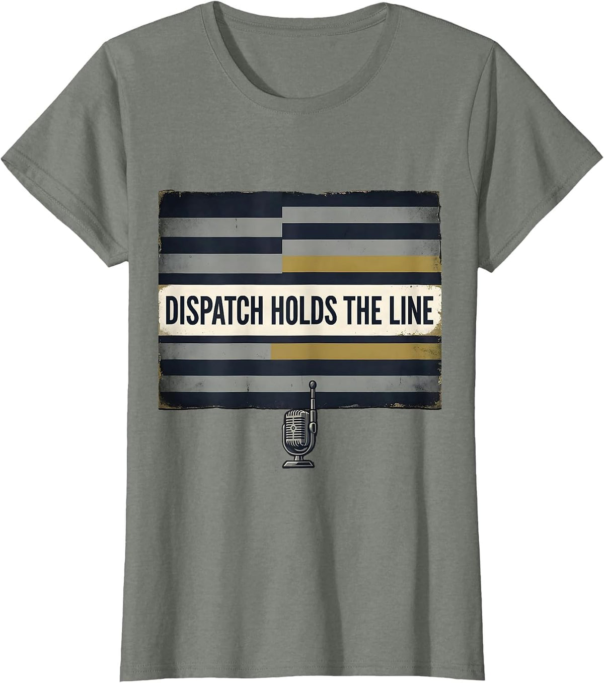 Dispatch Holds The Line Vintage First Responder 911 T-Shirt - Olive Heather