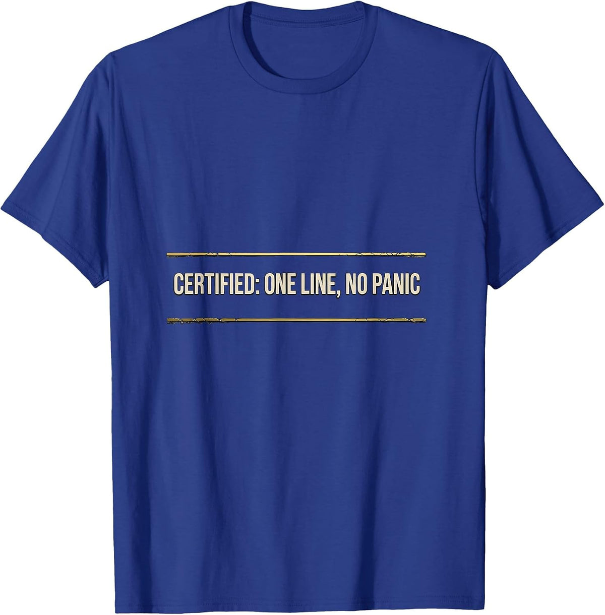 Certified: One Line, No Panic Thin Gold Line 911 Dispatcher T-Shirt - Royal Blue