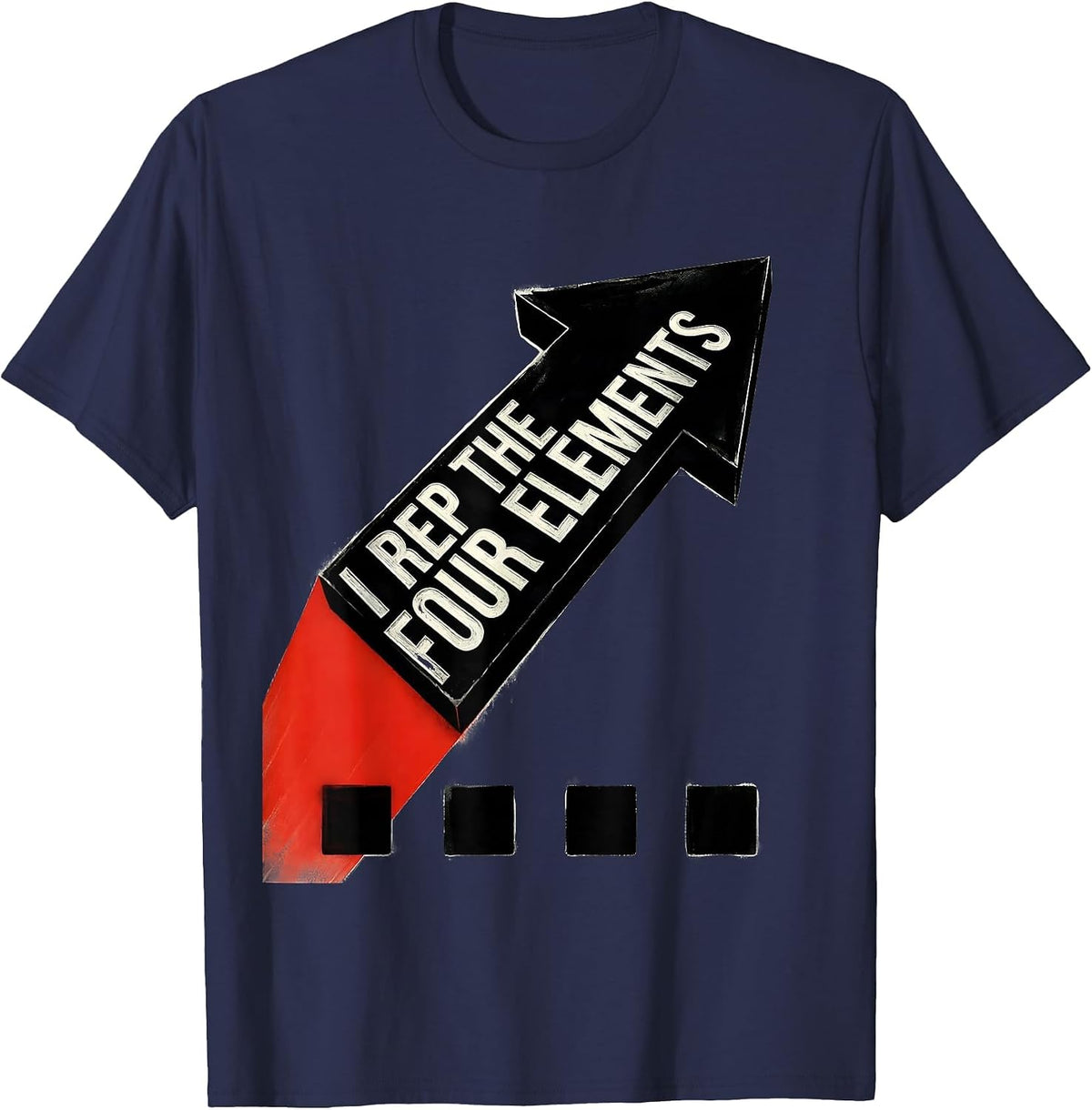 Men's I Rep The Four Elements Constructivist Graffiti Hip Hop Rap T-Shirt - Navy Blue