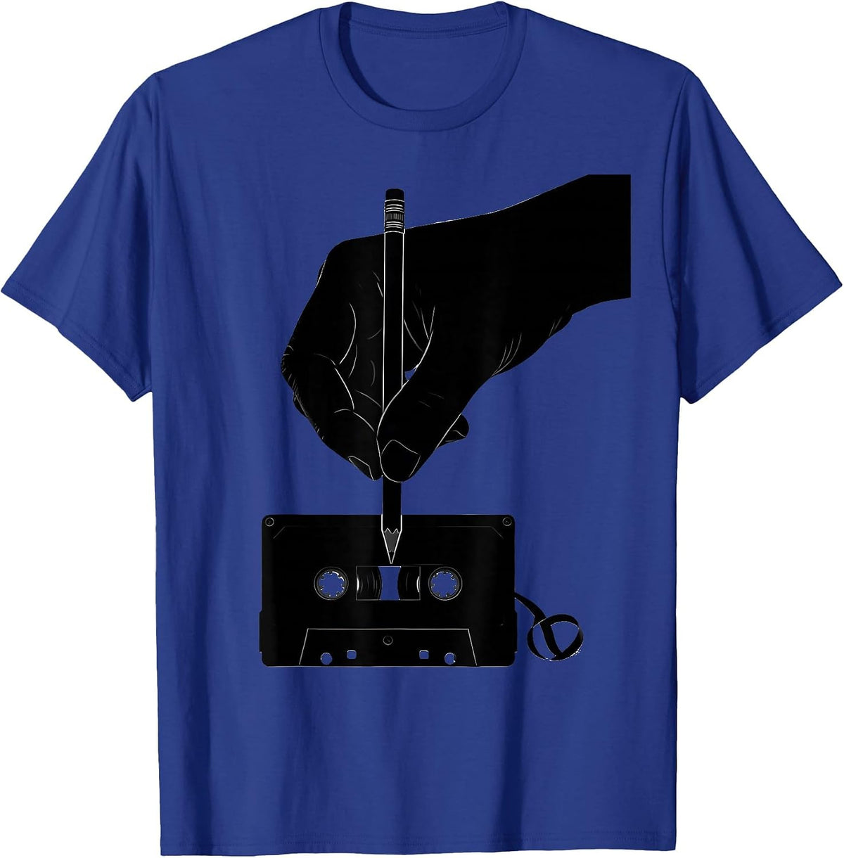 Pencil Cassette Hip Hop Nostalgia Old School T-Shirt - Royal Blue