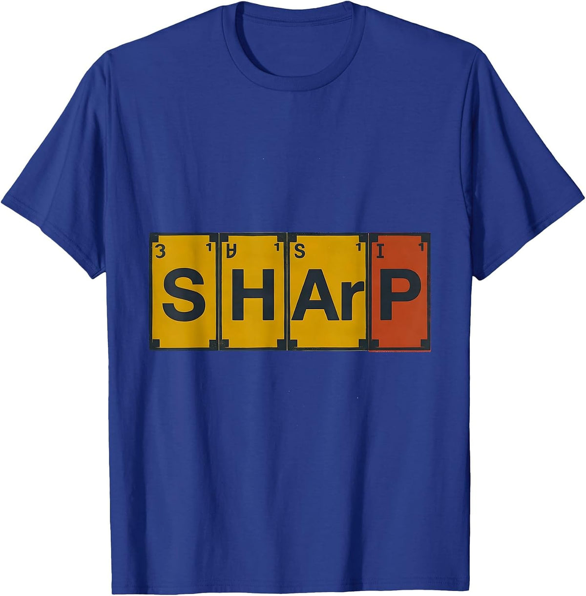 Men's SHArP Screenprint Poster Nerdy Chemistry Pun Science Humor T-Shirt - Royal Blue