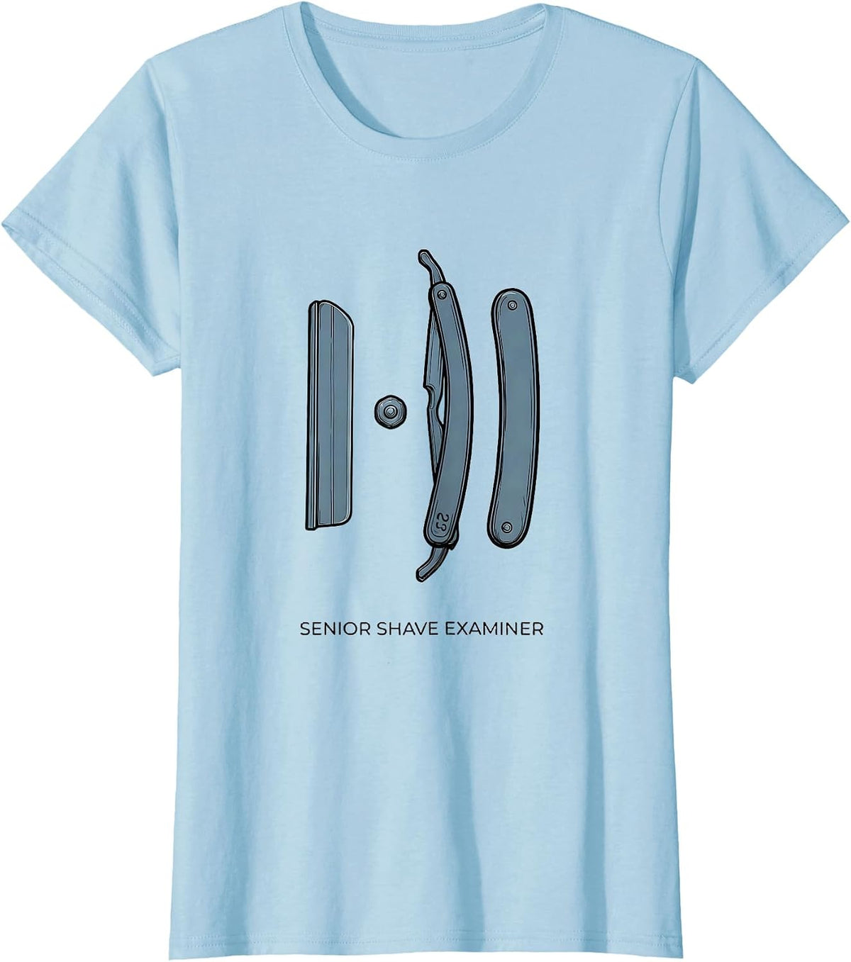 Senior Shave Examiner Funny Hairdresser Barber Gift T-Shirt - Baby Blue