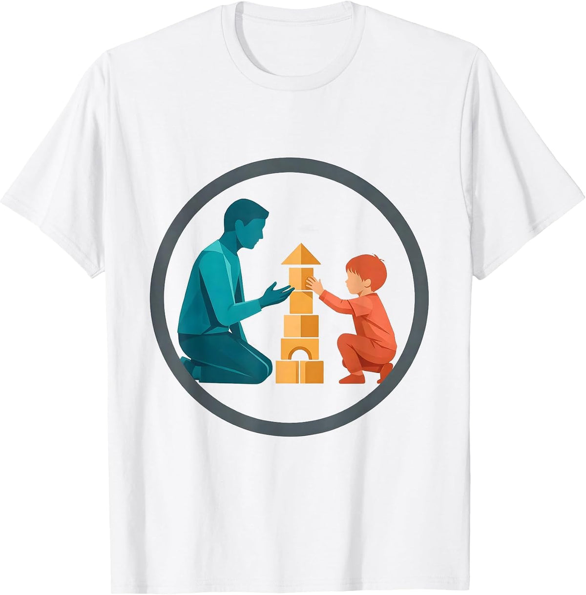 Men's Occupational Therapist Kneeling With Child Design T-Shirt - White