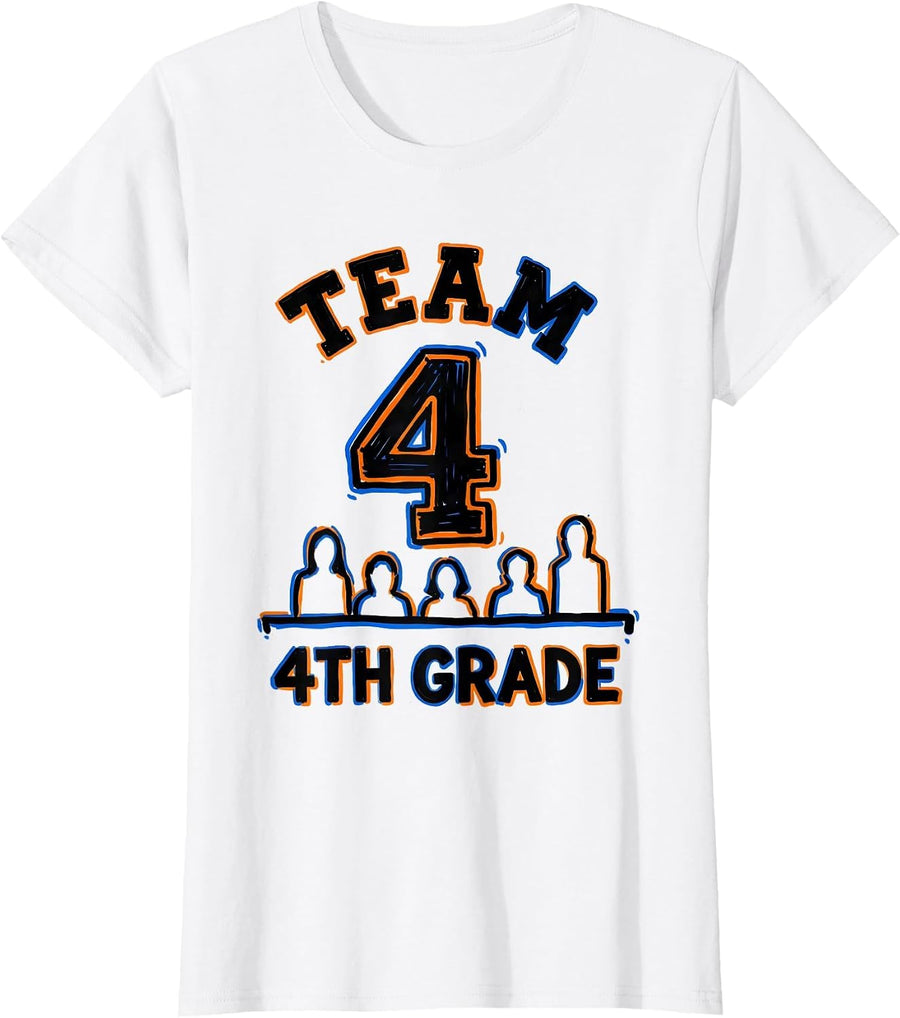 Women's Team 4th Grade Funny Fourth Grade Back To School Teacher T-Shirt - White