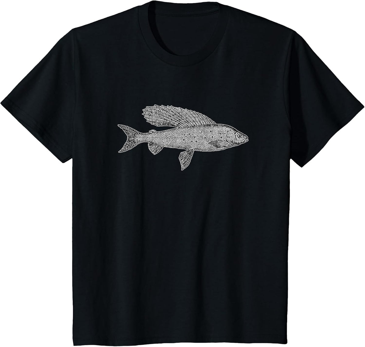 Fish Grayling Graphic Fishing T-Shirt - Black