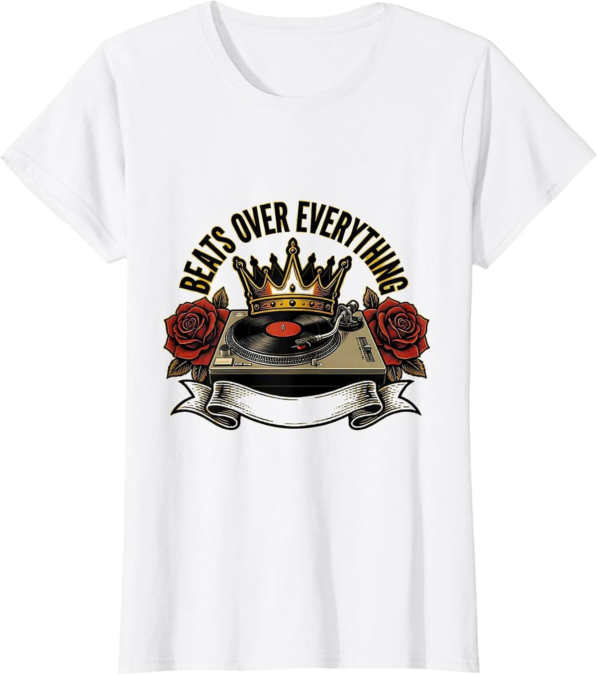 Beats Over Everything Hip Hop Music Design T-Shirt - White