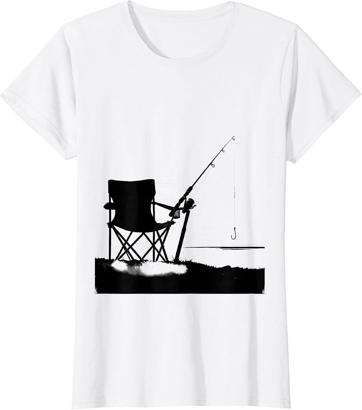 Fishing Chair Silhouette Funny Angler Humor T-Shirt - White