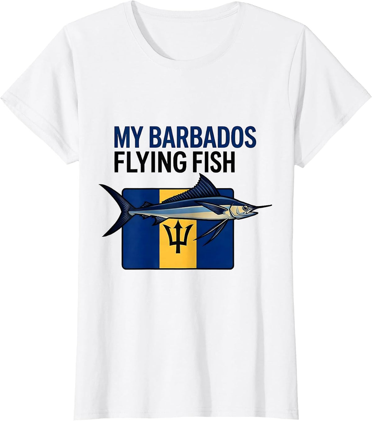 My Barbados Flying Fish Flat Vector National Pride Caribbean T-Shirt - White
