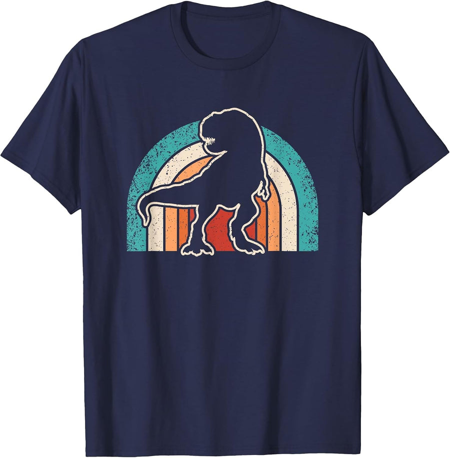 Retro Dinosaur Lover Dino T-Rex Men Boys Kids T-Shirt - Navy Blue