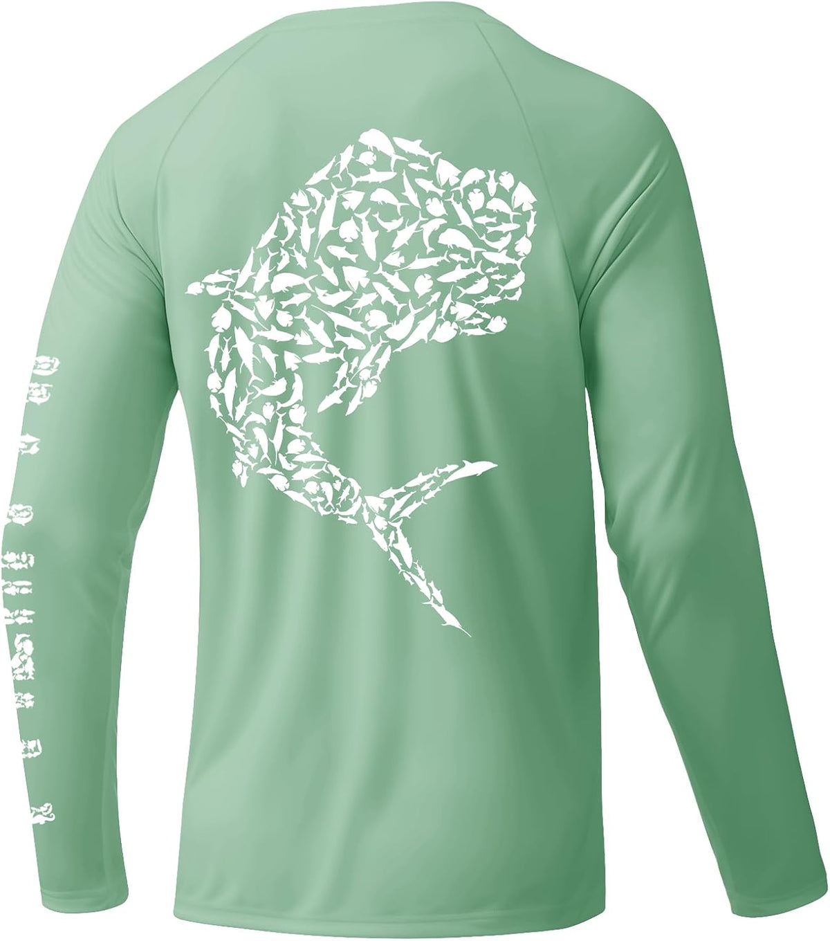 Palmyth Men UPF 50+ Fishing Shirts Long Sleeve Quick Dry Tee - Seafoam \/ Mahi