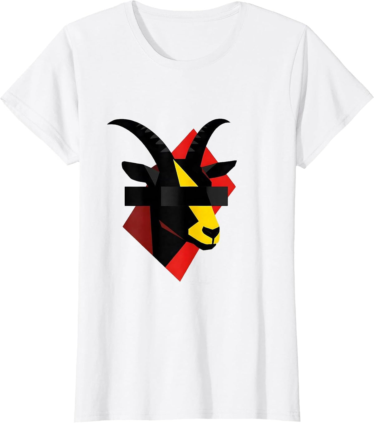 Geometric Goat Head Modernist Humor Animal Lover T-Shirt - White