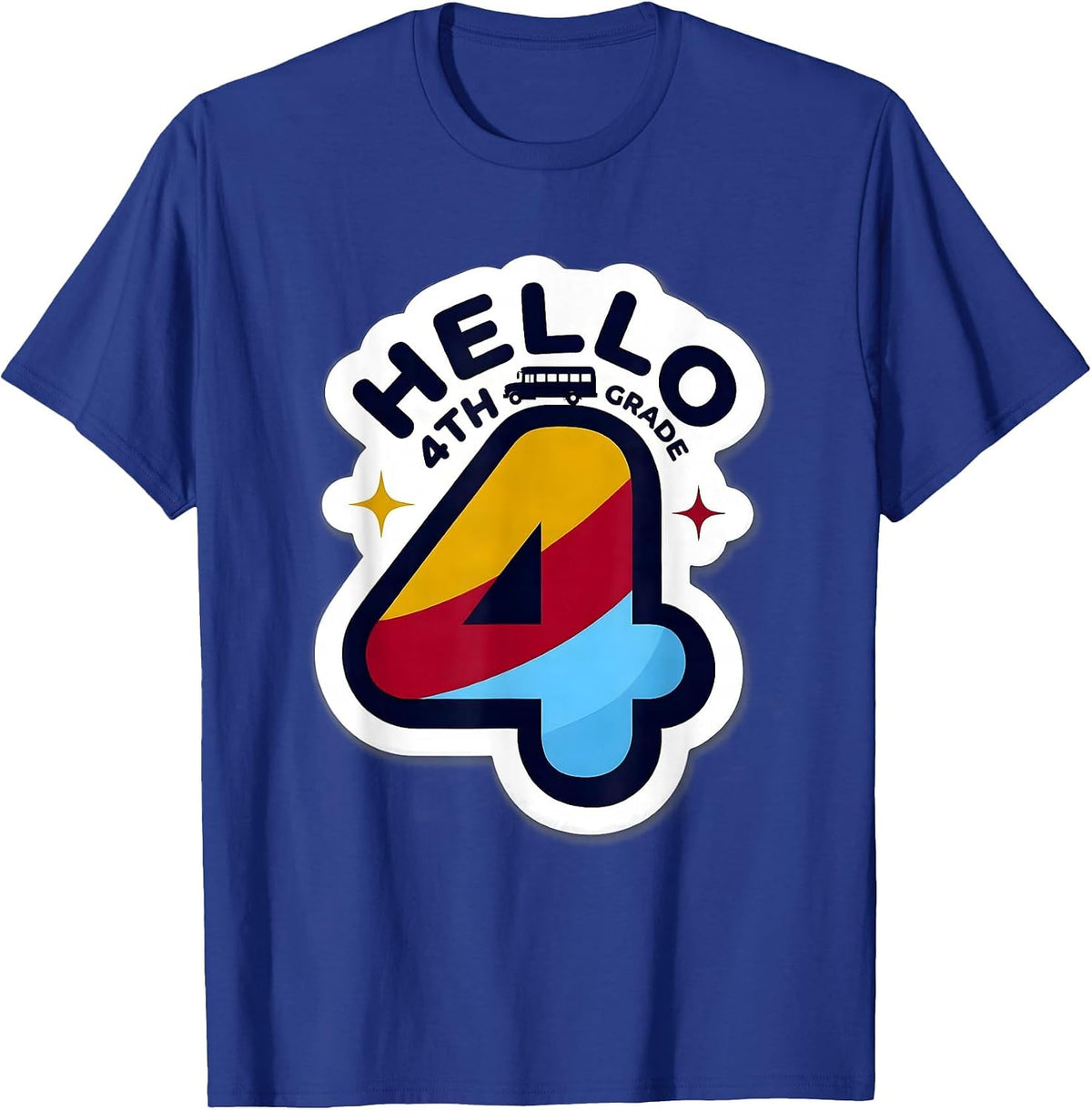 Hello 4th Grade Playful Back To School Fourth Grade Teacher T-Shirt - Royal Blue