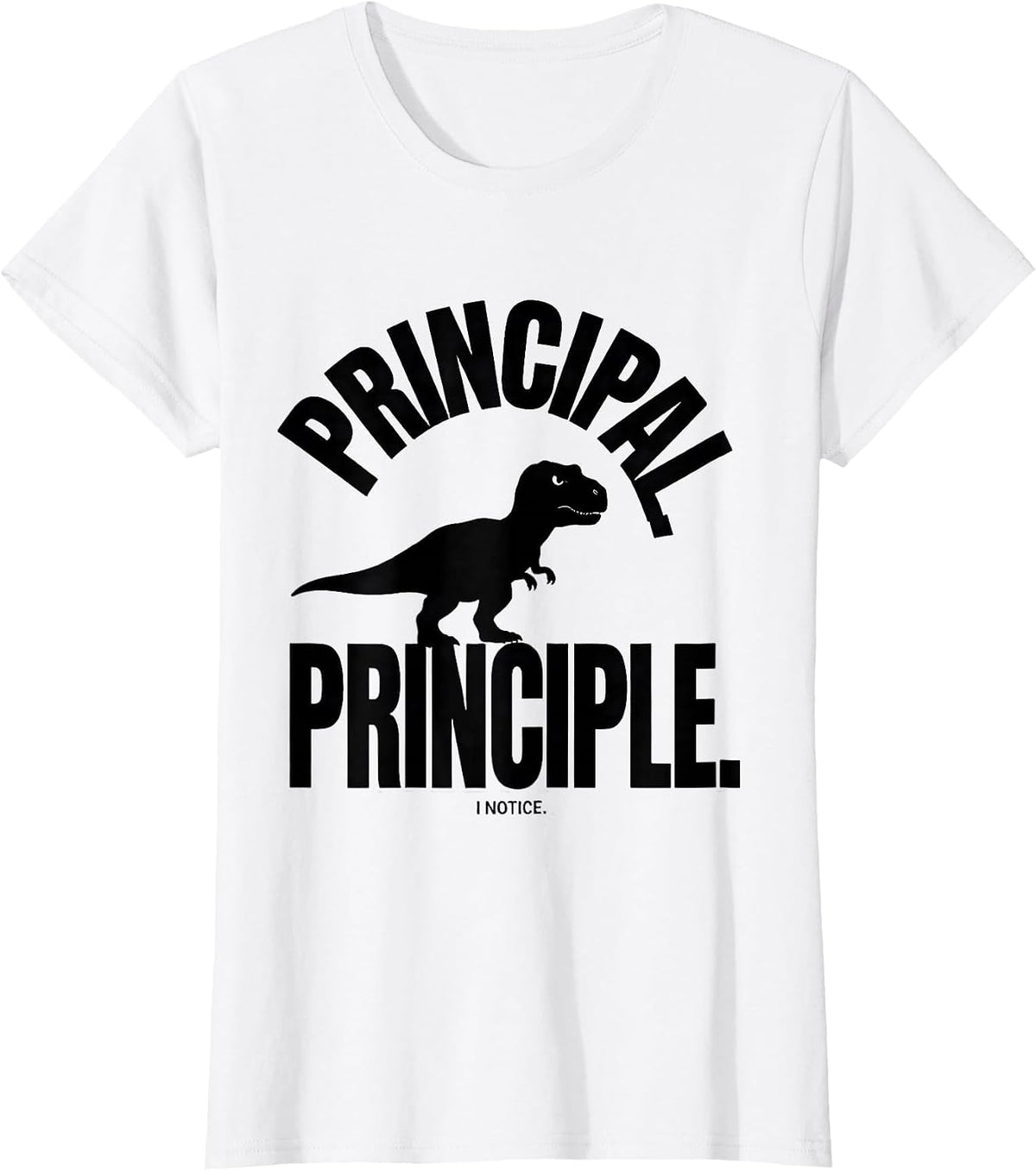 Principal Principle I Notice Funny Grammar Teacher Dinosaur T-Shirt - White