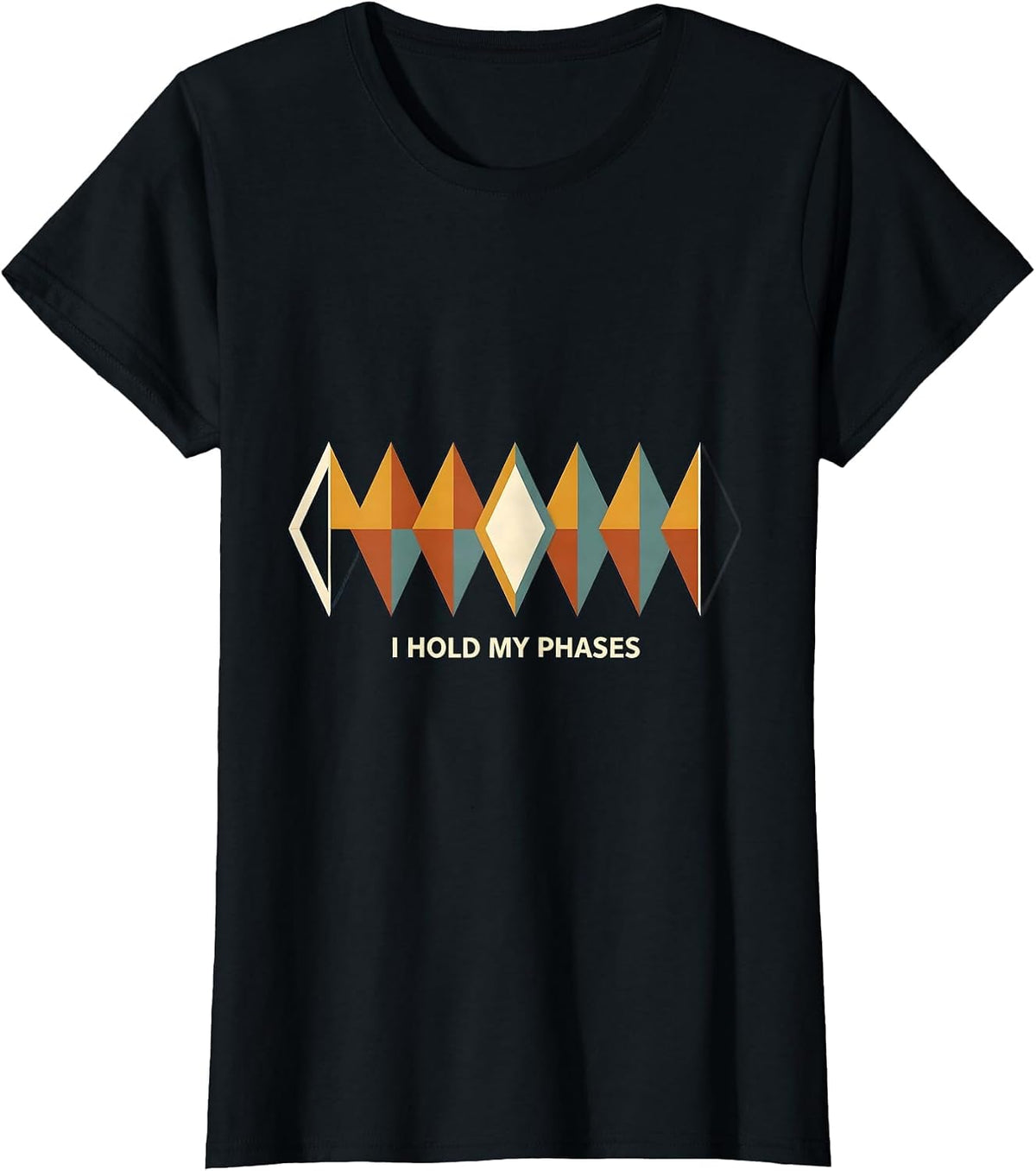 I Hold My Phases Retro Astronomy Moon Phase Celestial Design T-Shirt - Black