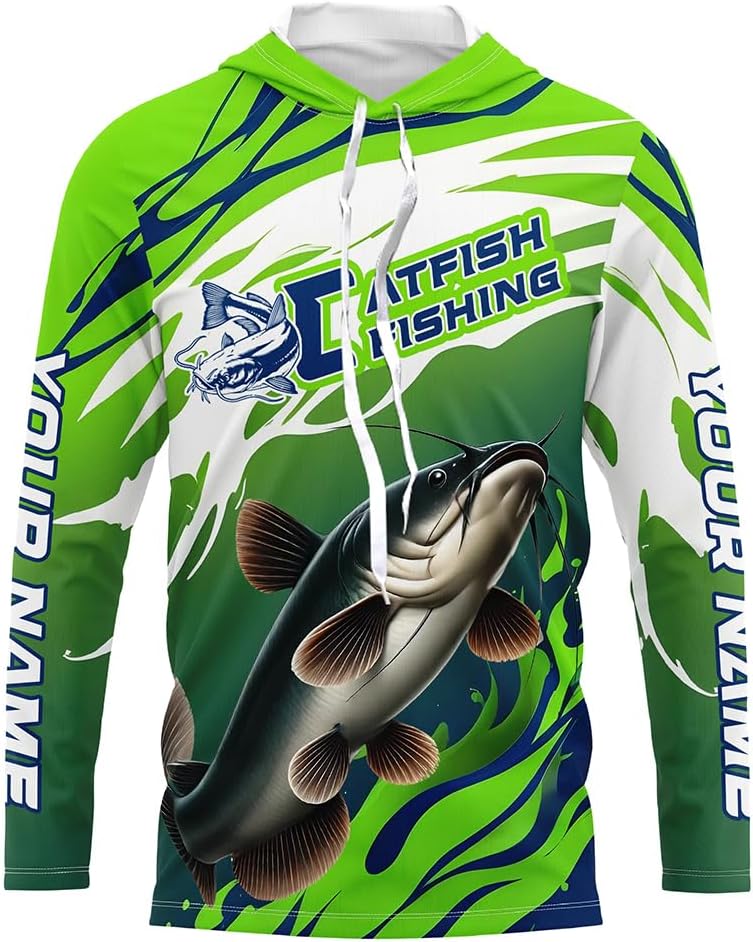 Catfish Fishing Custom Long Sleeve Fishing Shirts, Catfish Fishing Tournament Shirts Fishing Jerseys - Long Sleeves Hooded