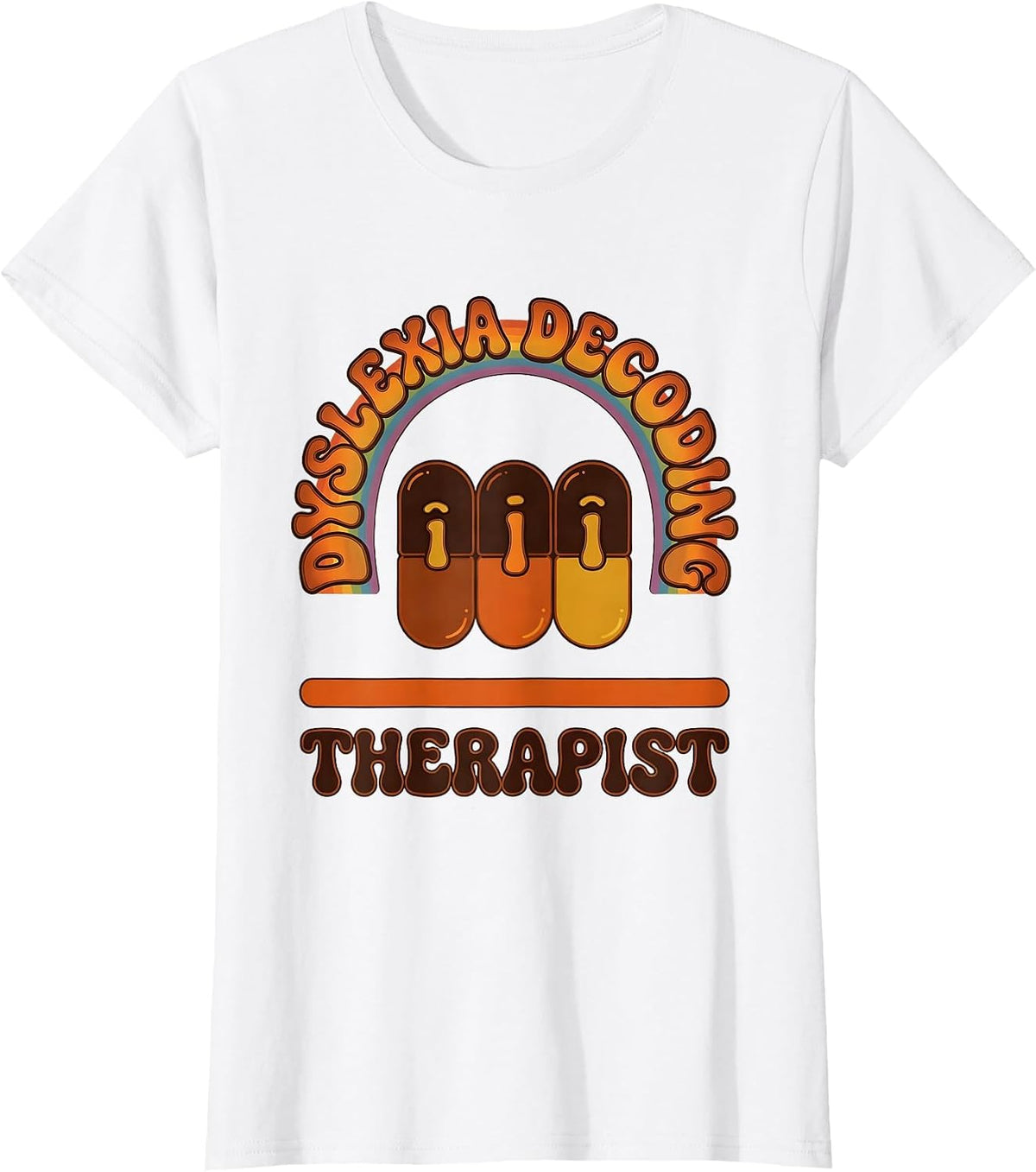 Women's Dyslexia Decoding Therapist Retro 70s Dyslexia Teacher T-Shirt - White