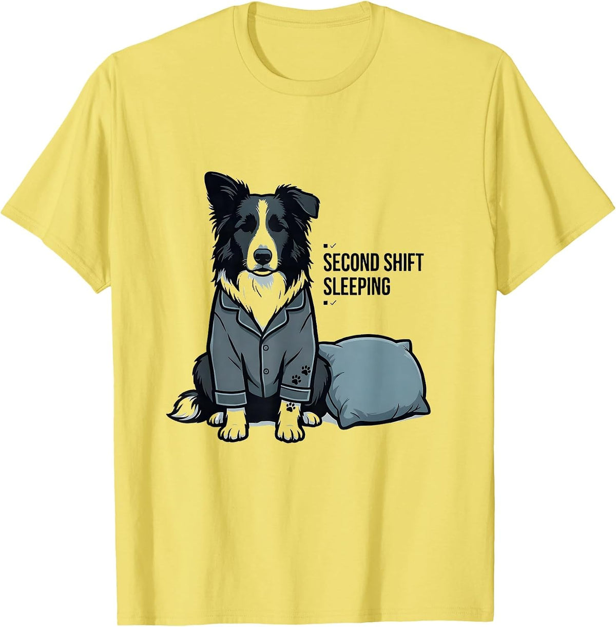 Men's Second Shift Sleeping Minimalist Border Collie Pajama T-Shirt - Lemon Yellow