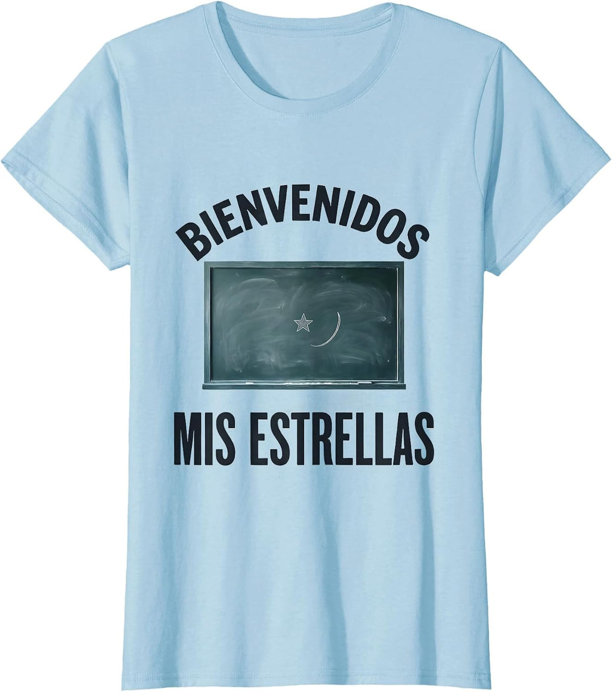 Bienvenidos, Mis Estrellas Warm Bilingual Spanish Teacher T-Shirt - Baby Blue