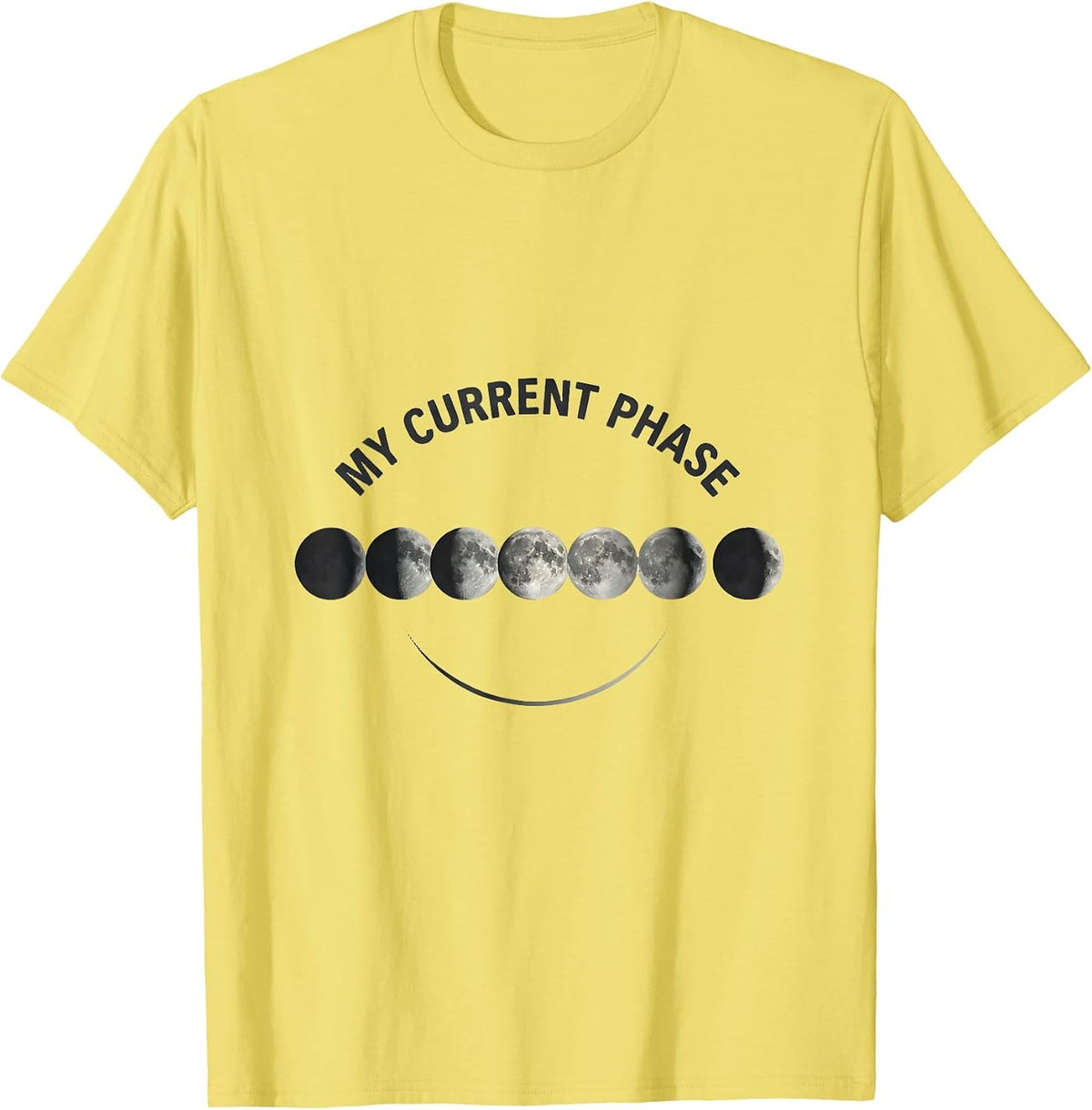 Men's My Current Phase Monochromatic Moon Phase Astronomy T-Shirt - Lemon Yellow