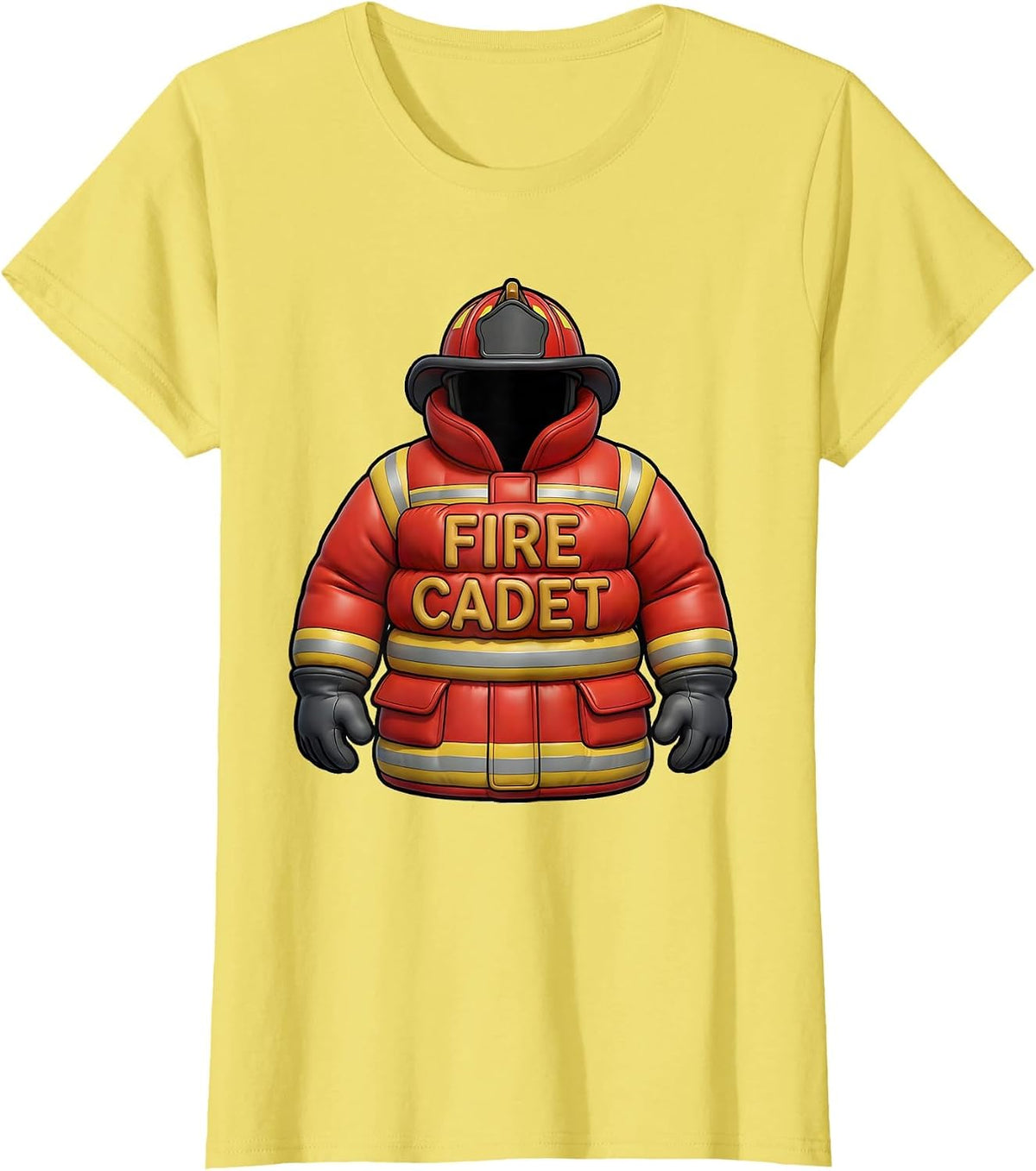 Fire Cadet Cartoon Firefighter Humor Fire Department T-Shirt - Lemon Yellow
