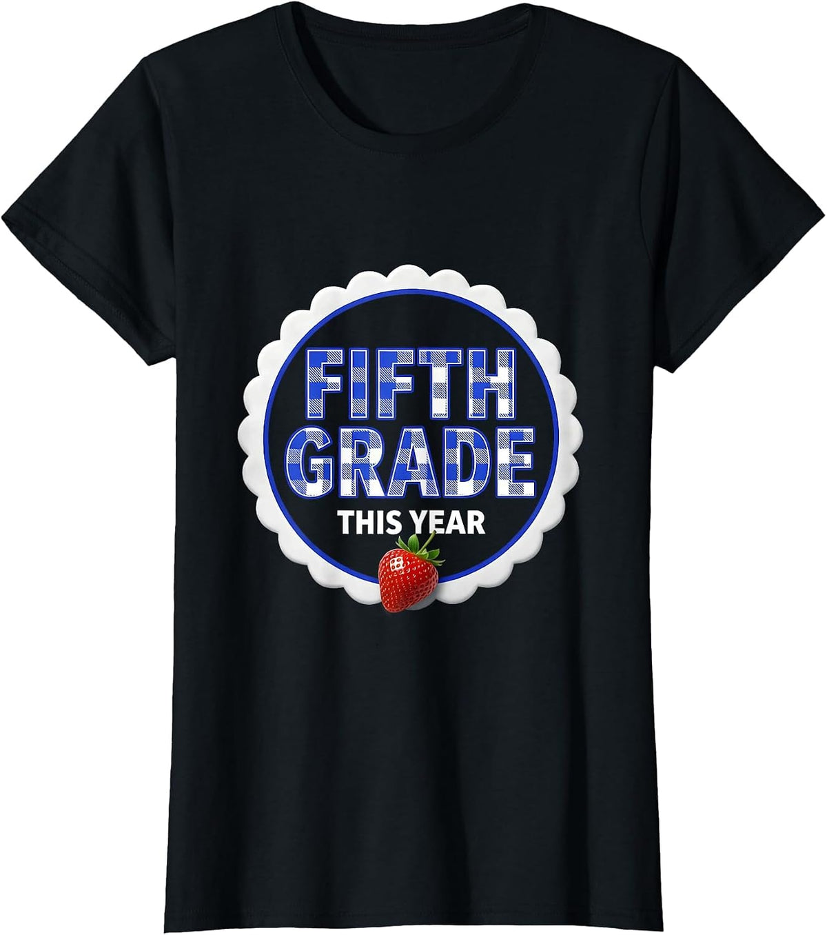 Fifth Grade This Year Cute Gingham Teacher Back To School T-Shirt - Black