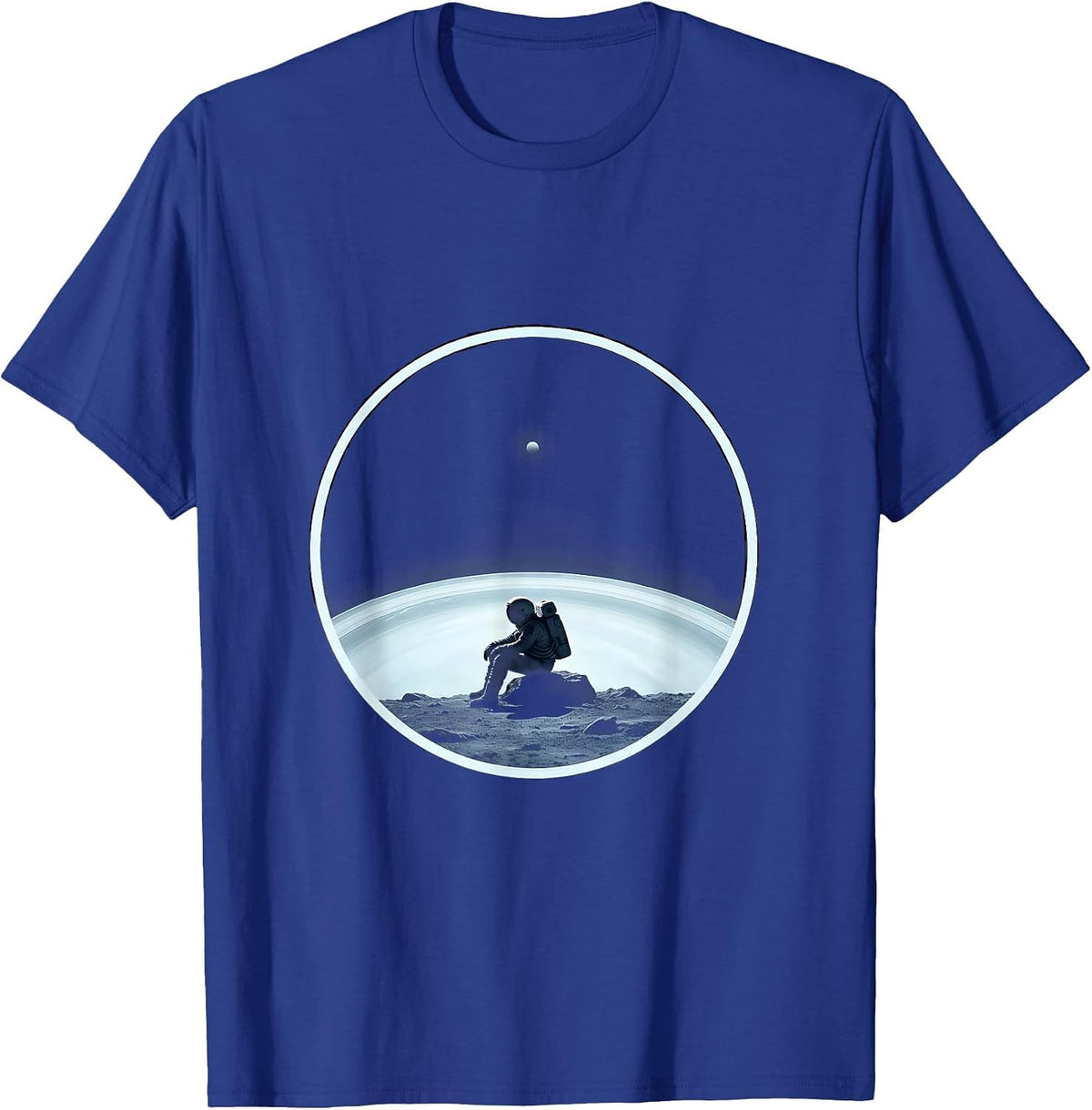 Lonely Astronaut on Pluto Sad Space Illustration T-Shirt - Royal Blue
