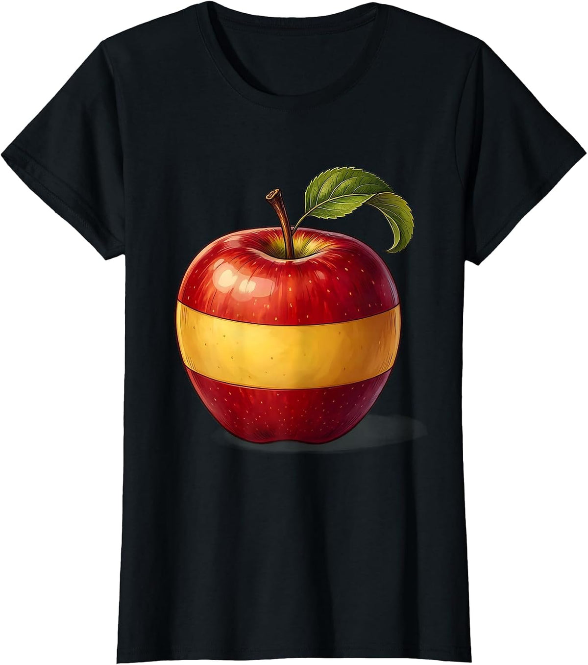 Spanish Teacher Apple Flag Graphic Design Gift T-Shirt - Black