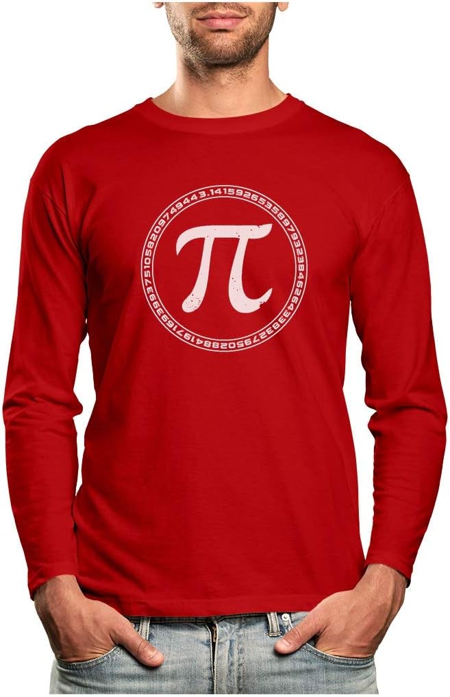 Tstars Pi Sign Circle Math Nerd Geek Pi Day Long Sleeve Men's T-Shirt - Red